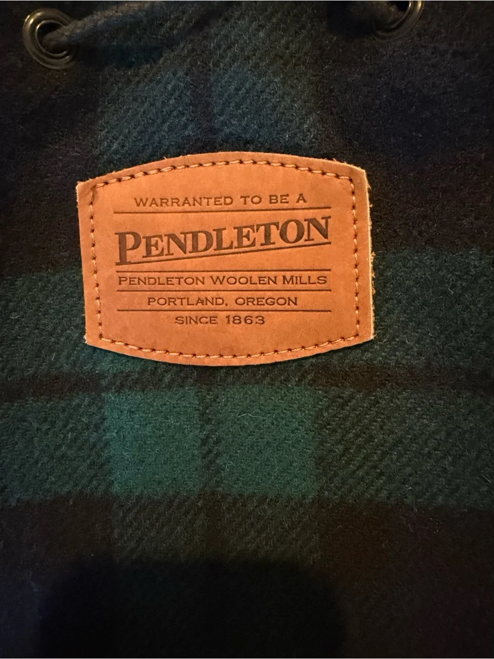 Pendleton Black Watch Tartan Plaid Drawstring Bag Pouch Vintage